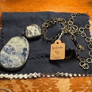 Handmade Blue and Silver Pendant Necklace